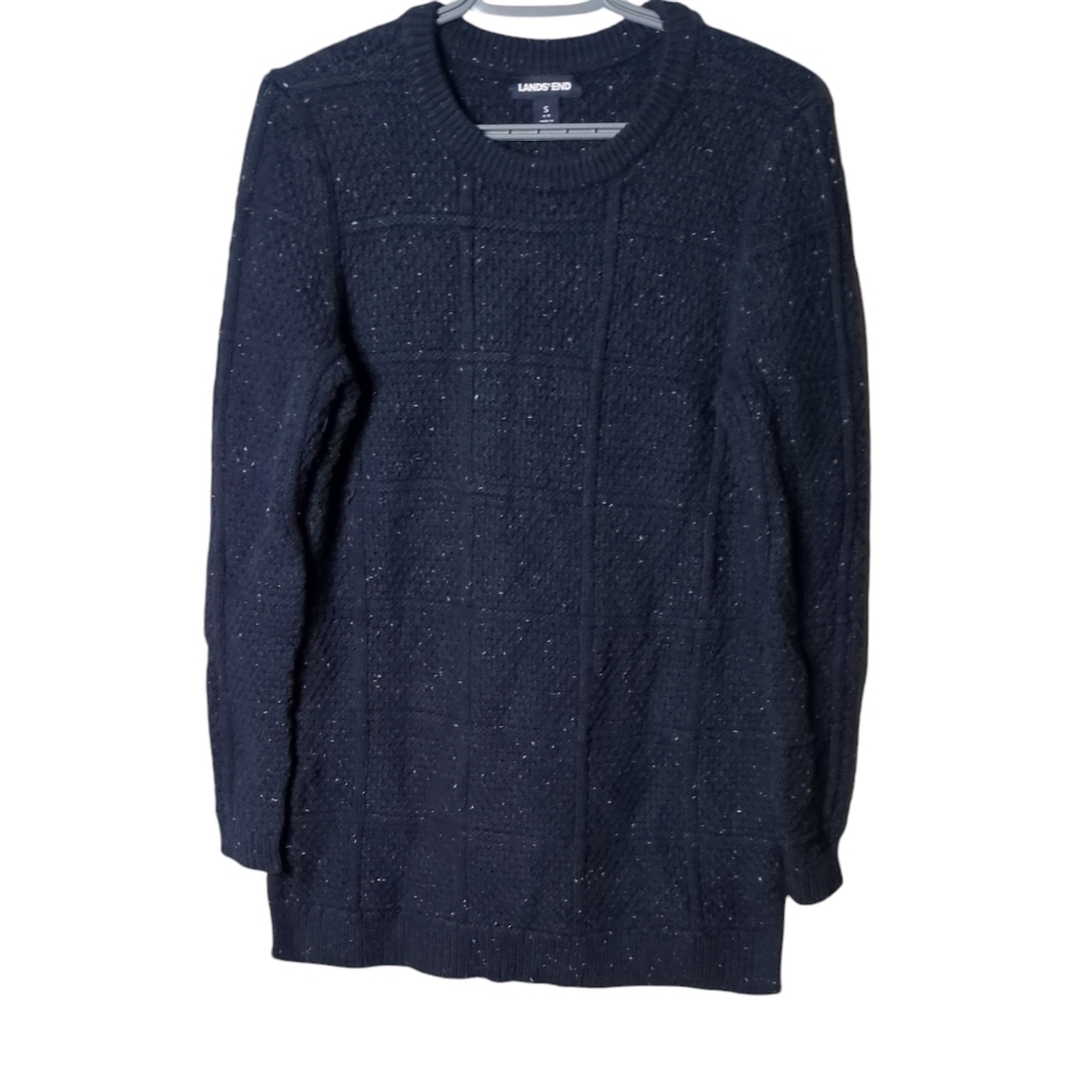 Lands‎ End Pullover Knitted Sweater Chunky Speckled Navy Blue Size S (6-8)